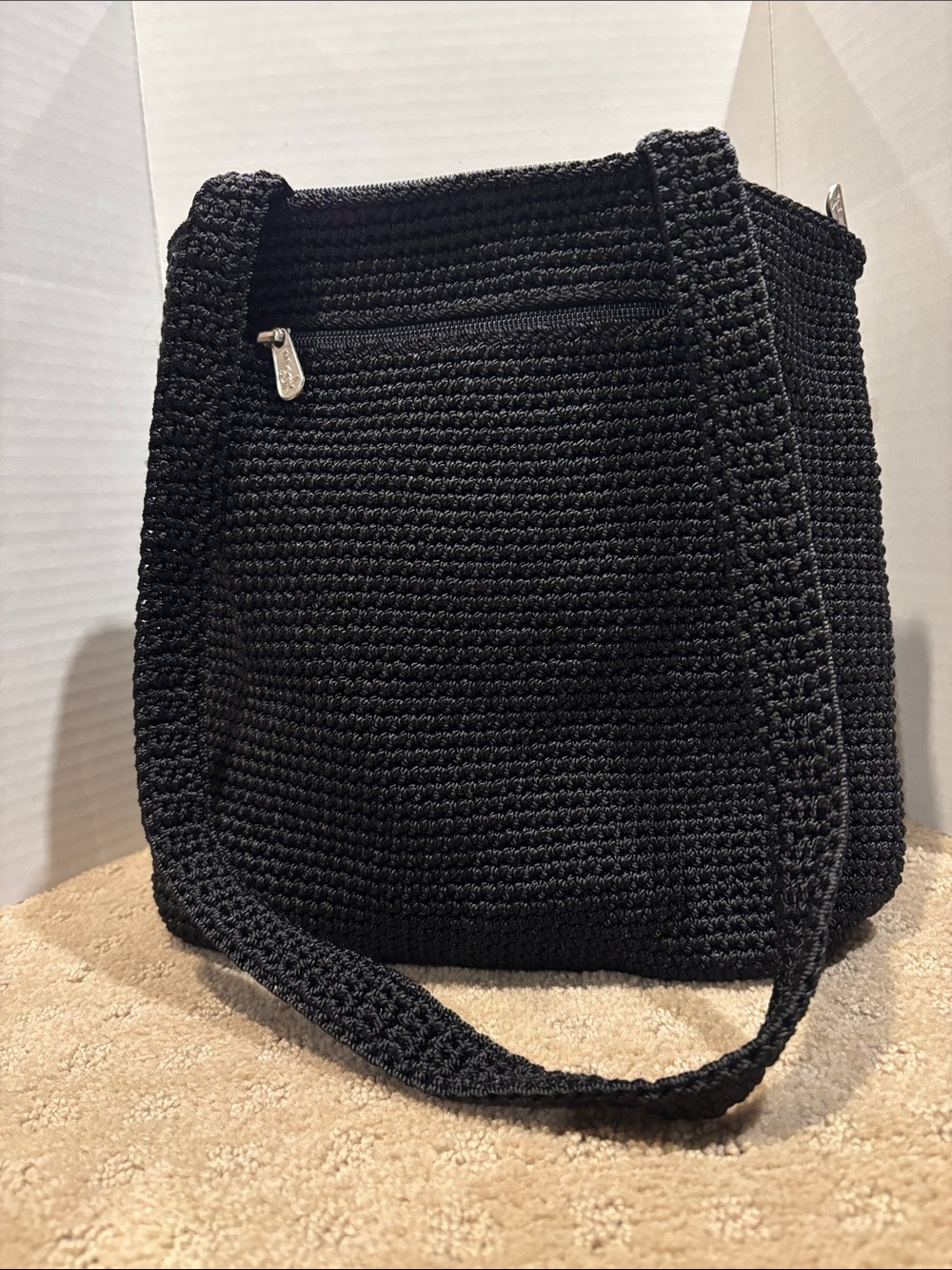 The Sak Black Crochet Shoulder Bag